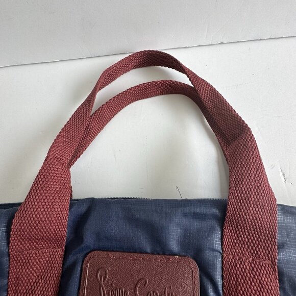 Vintage Pierre Cardin Paris New York Weekender Duffle Bag Tote Bag Navy Blue - Picture 4 of 8
